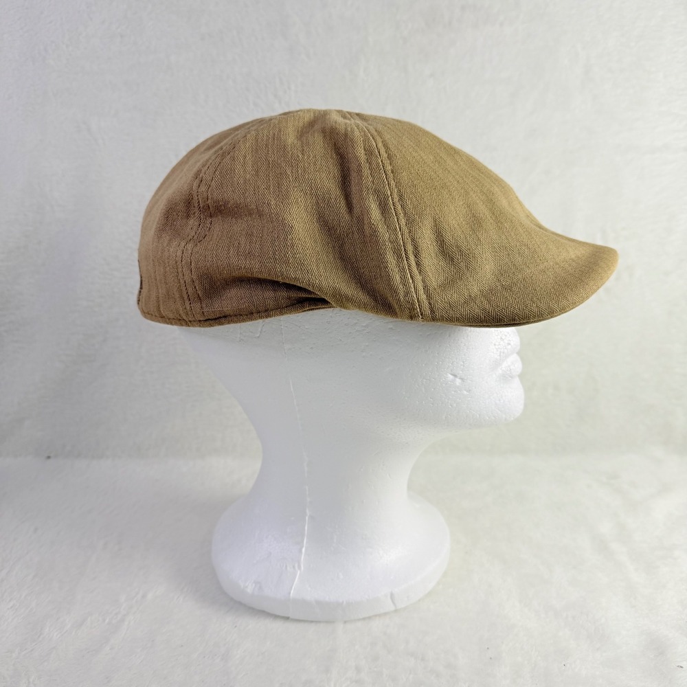U.S. Polo Assn Flat Cap Mens L/XL Khaki Herringbone Paper/Newsboy Driving Hat